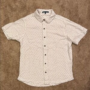 Shore White and Black Button Down Shirt with Speckled Pattern